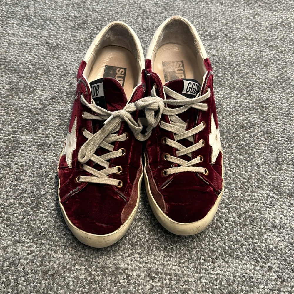 Golden Goose Super-Star distressed leather-trimmed velvet sneakers - Picture 6 of 9